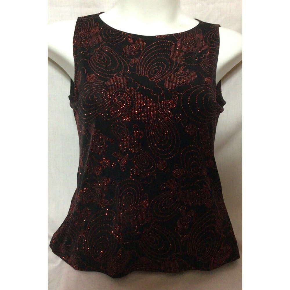 EnFocus Studio Stretchy Sleeveless Top Red Glitter